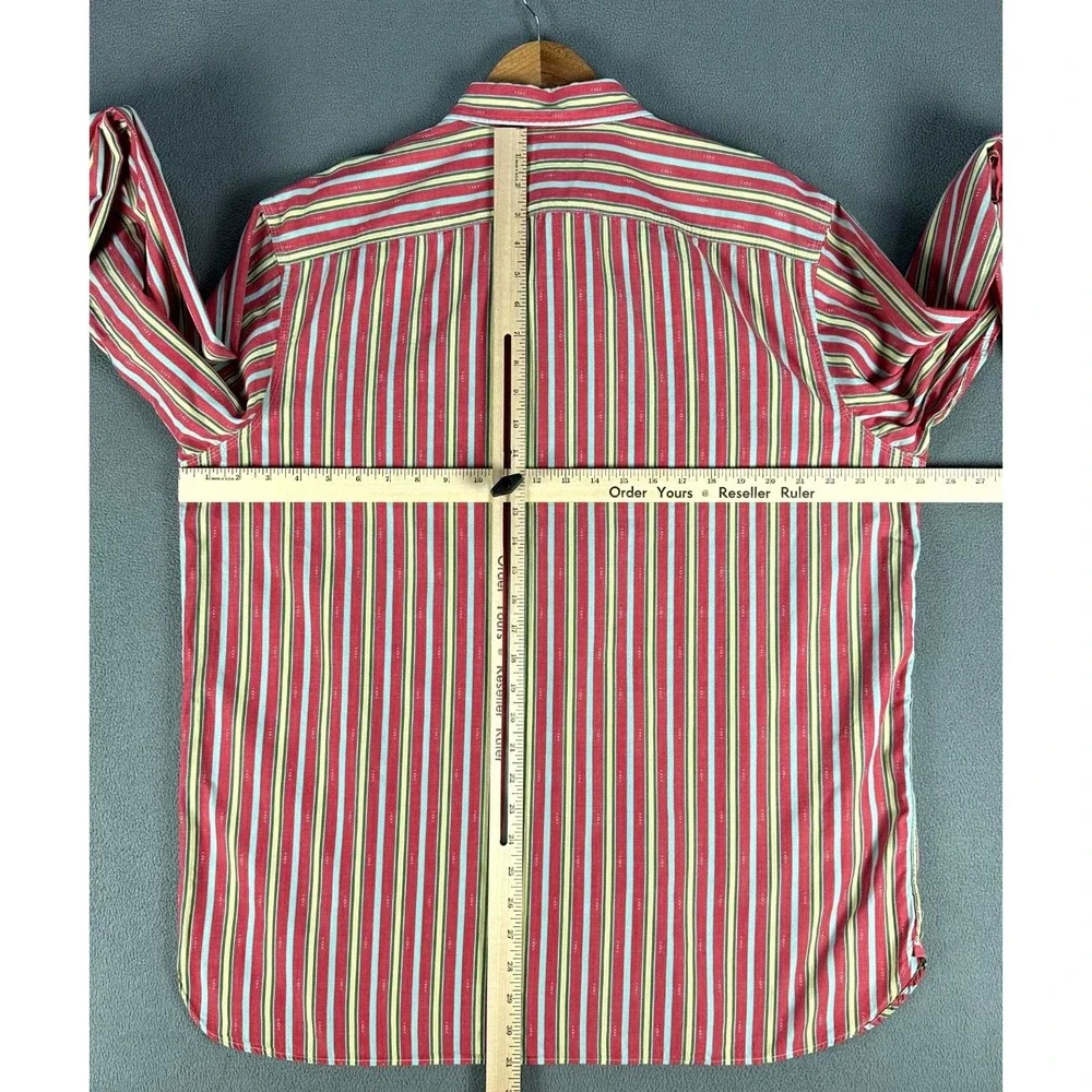 Polo Ralph Lauren Shirt XL Red Blue‎ Vertical Stripe Southwestern Double Pocket